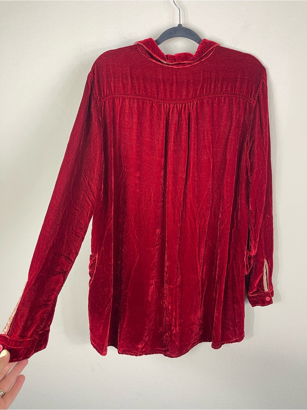 CP Shades Crushed Velvet Teton Tunic Top Red Size Large - Picture 4 of 5